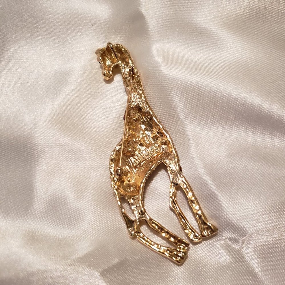 Golden Tone Clear Crystal  Rhinestones Brooch - Picture 2 of 4
